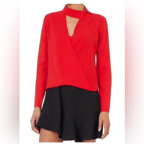 Intermix Red Lilianna LS Blouse NWT - Picture 1 of 4